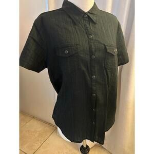 HD Harley Davidson Black Tonal Stripe Pocket Shirt Large Genuine